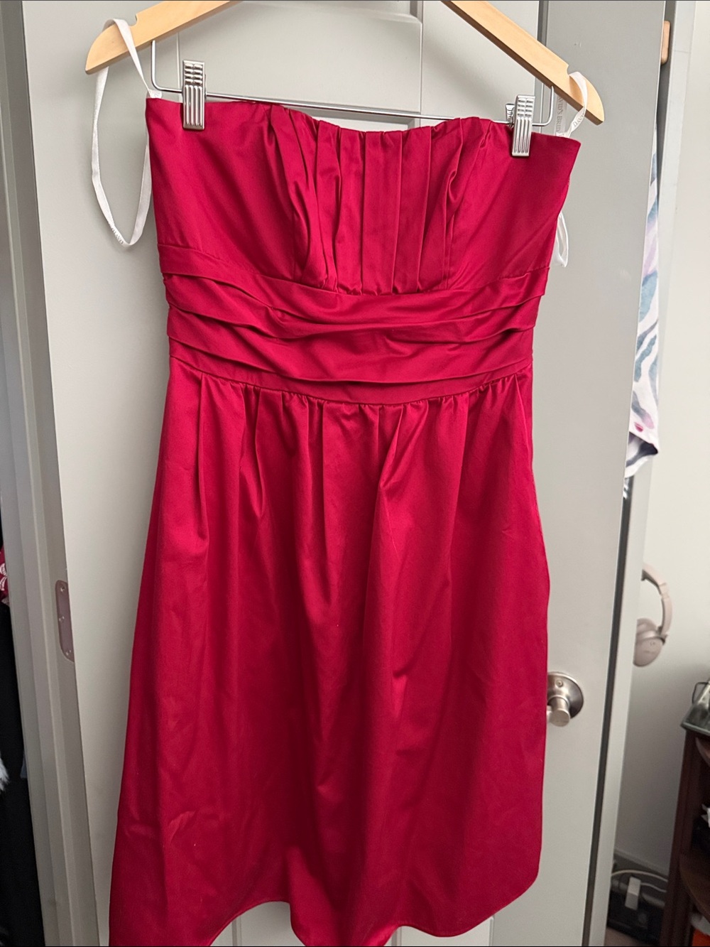 David's Bridal Strapless Fuchsia Cocktail Dress